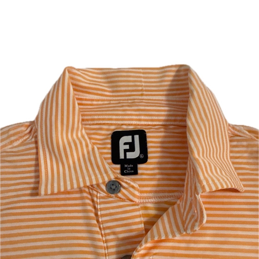 Footjoy Shirt Mens Extra Large Orange Striped Performance Polo Golf